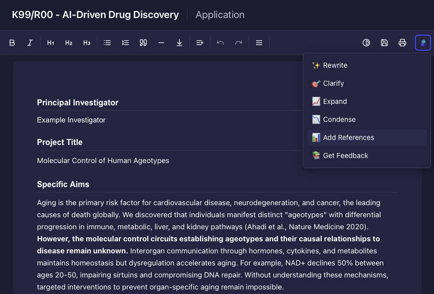 AI Editing Tools Interface