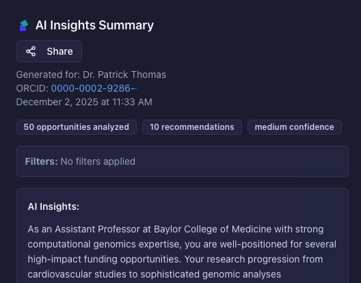 AI Recommendations Interface